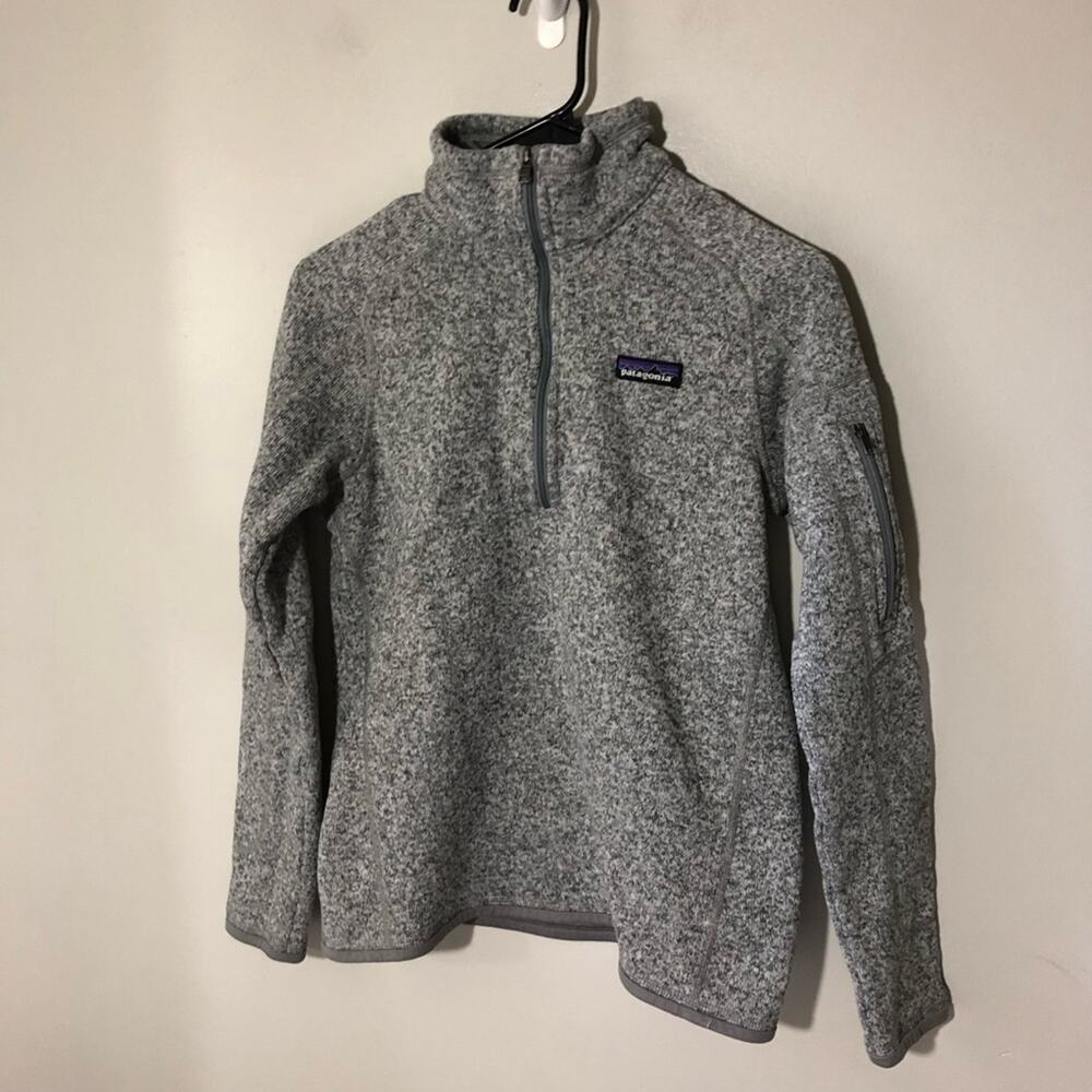 Patagonia heather grey high neck 1/4 zip pullover fleece top womens S sweater